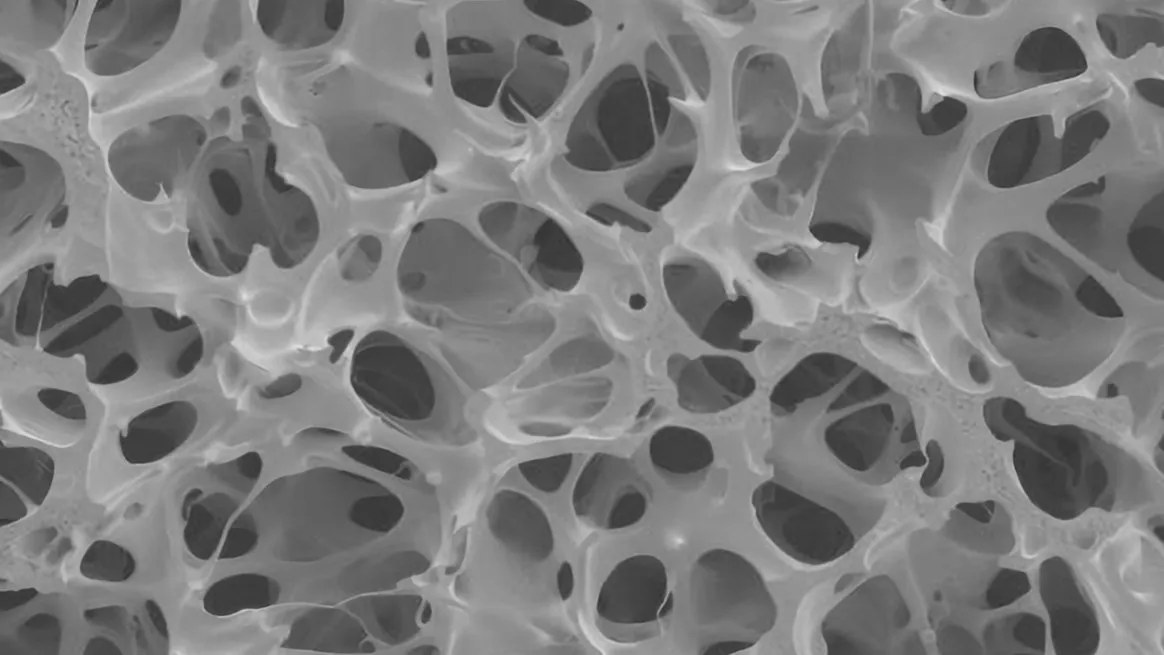 Scanning electron microscope image of PVA open-cell pore structure